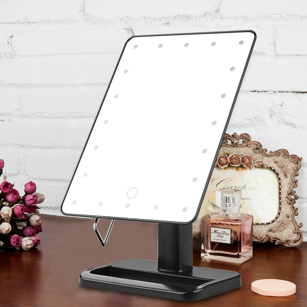 LED Makeup Mirror Desktop Princess Mirror Large Touch Screen Bedroom Table Lamp Portable Desktop Dressing Mirror