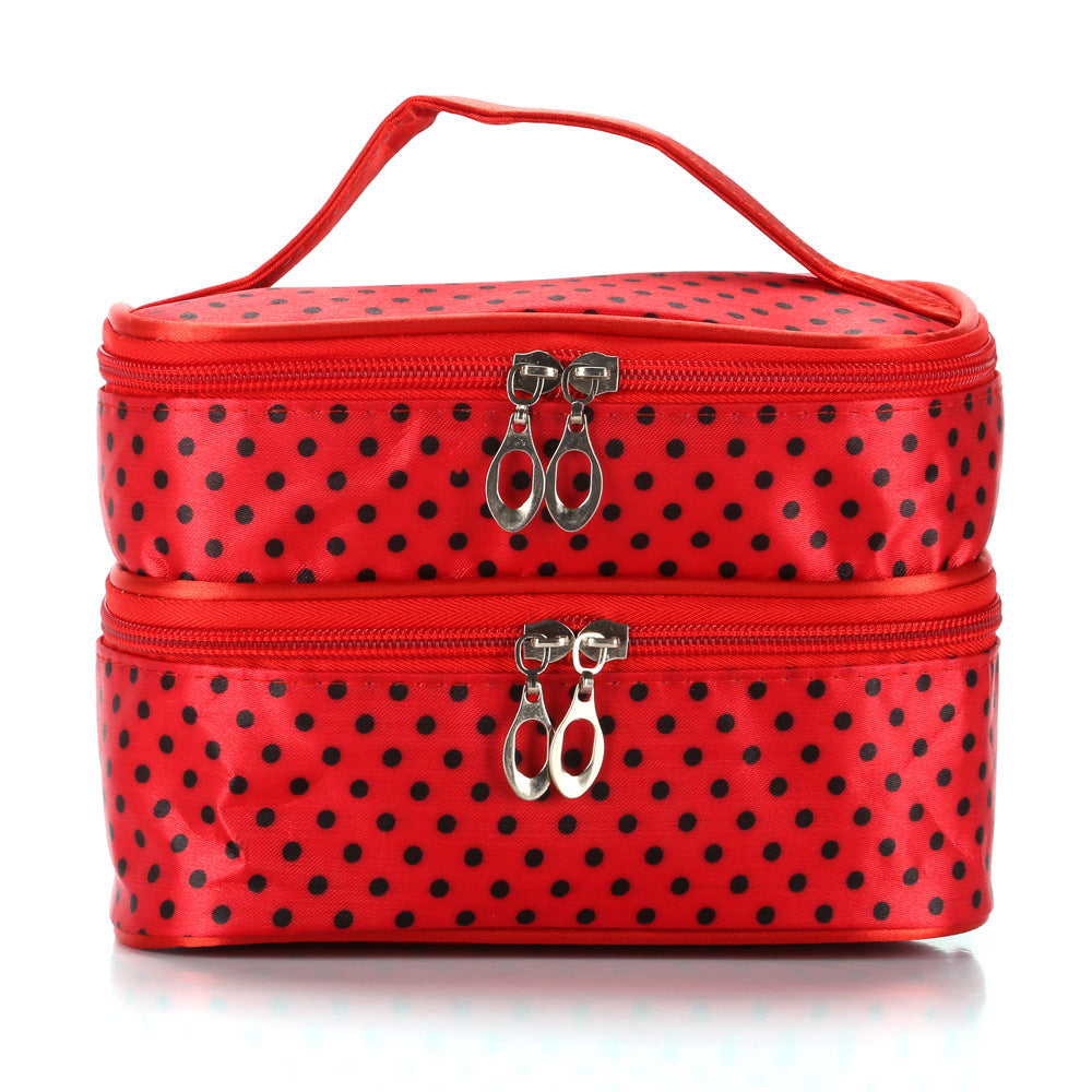 Polka Dot Double-layer Cosmetic Bag