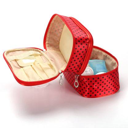 Polka Dot Double-layer Cosmetic Bag