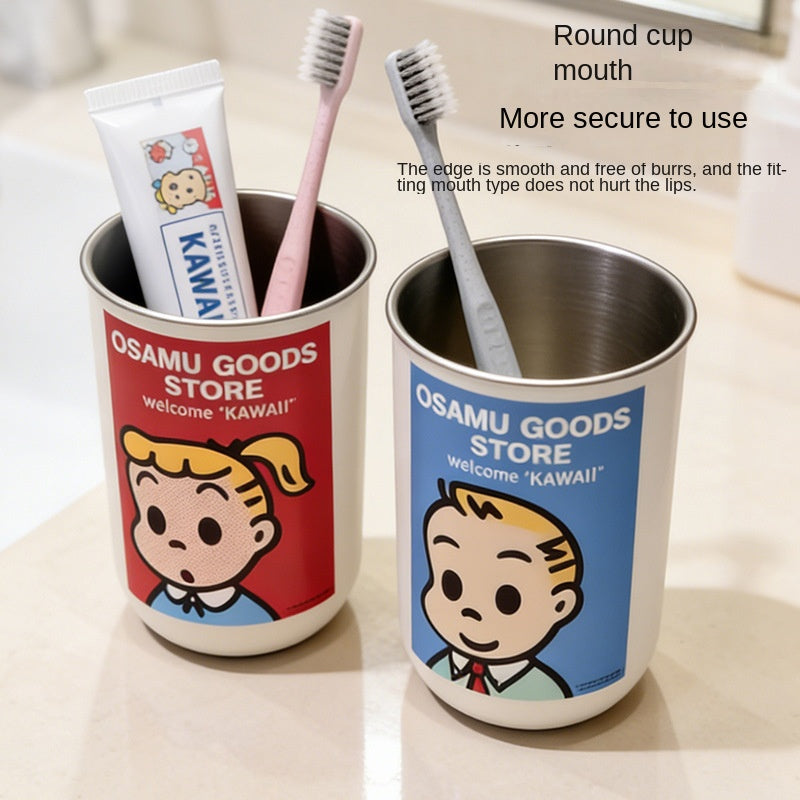 Cute Mouthwash Cup 304 Stainless Steel Household Toothbrush Cup Couple's High-Looking Multi-Purpose Cup For Dormitory Use