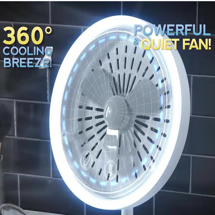 Belt Fan LED Lamp Tabletop Sweat-free Makeup Mirror