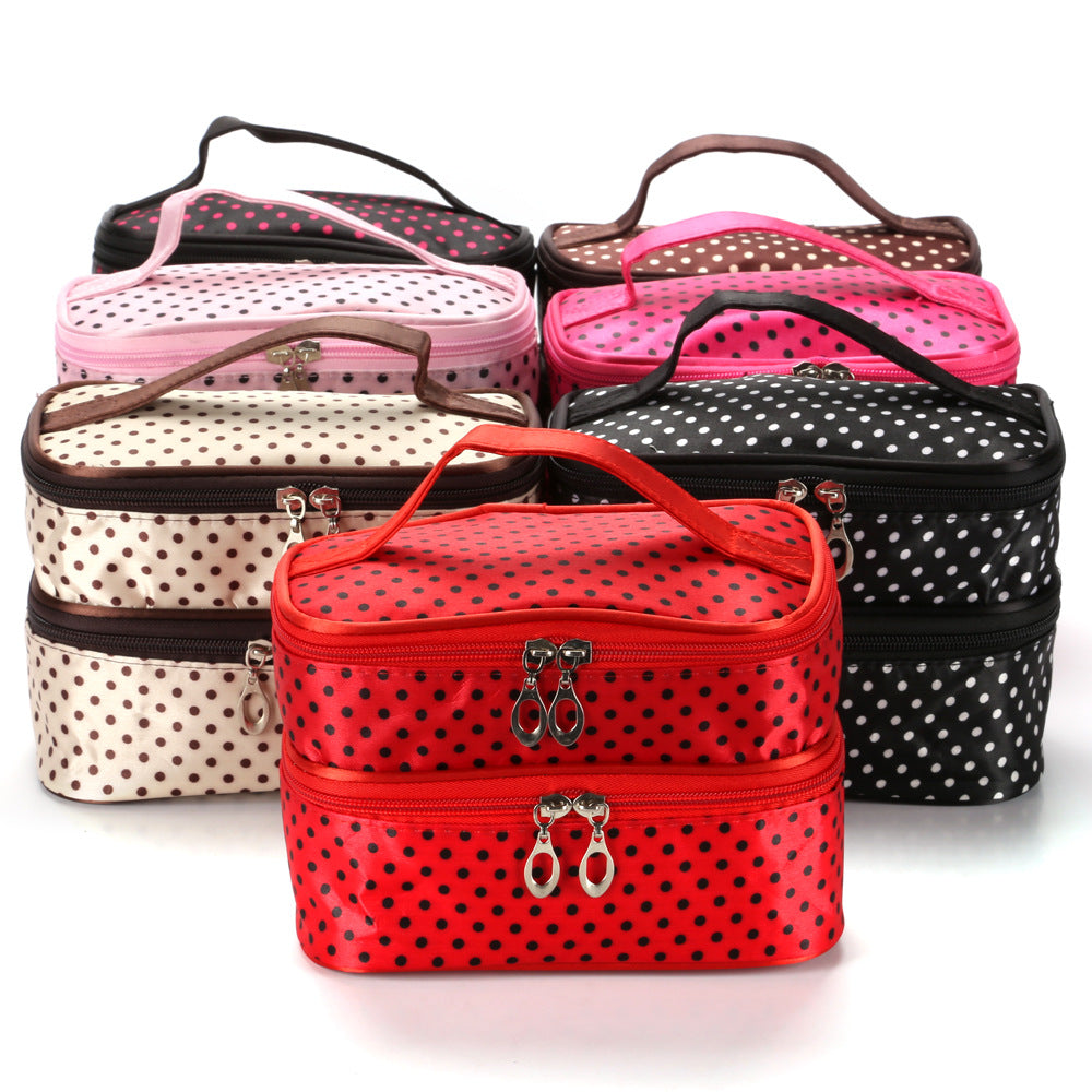Polka Dot Double-layer Cosmetic Bag