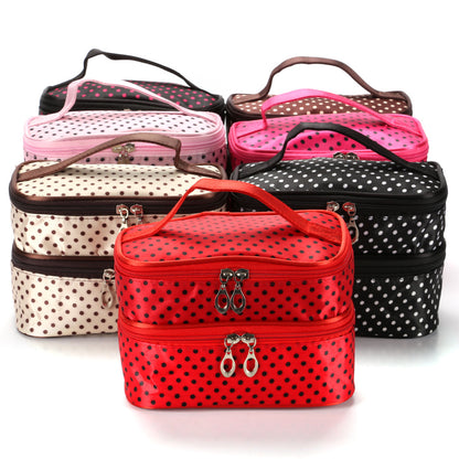 Polka Dot Double-layer Cosmetic Bag