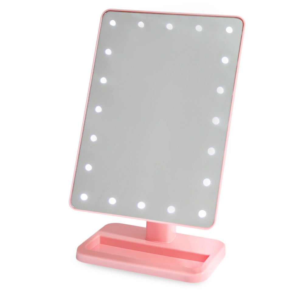 LED Makeup Mirror Desktop Princess Mirror Large Touch Screen Bedroom Table Lamp Portable Desktop Dressing Mirror