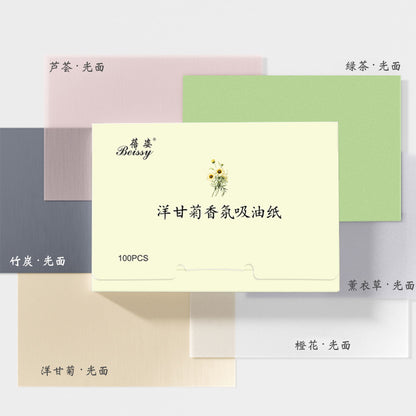 100 Pieces Facial Oil-absorbing Paper Convenient Extraction Fragrance Oil-absorbing Paper Facial Refreshing Oil-removing Makeup Tools