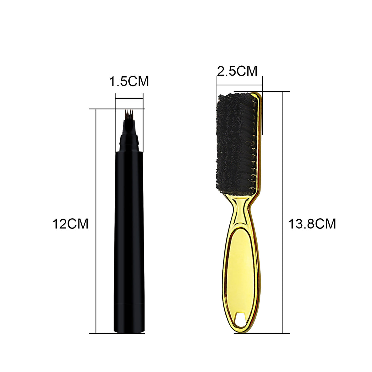 Cross-border New Men's Beard Pen With Brush Quad Head Beard Pen Beard Filling Pen Stroke Pen Plus Beard Brush