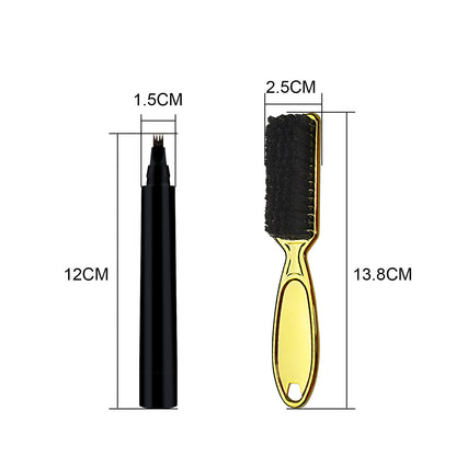 Cross-border New Men's Beard Pen With Brush Quad Head Beard Pen Beard Filling Pen Stroke Pen Plus Beard Brush