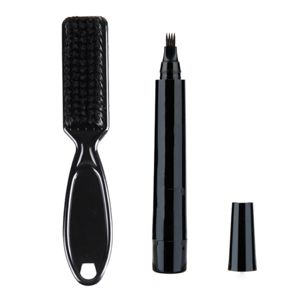 Cross-border New Men's Beard Pen With Brush Quad Head Beard Pen Beard Filling Pen Stroke Pen Plus Beard Brush
