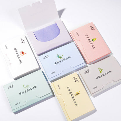 100 Pieces Facial Oil-absorbing Paper Convenient Extraction Fragrance Oil-absorbing Paper Facial Refreshing Oil-removing Makeup Tools