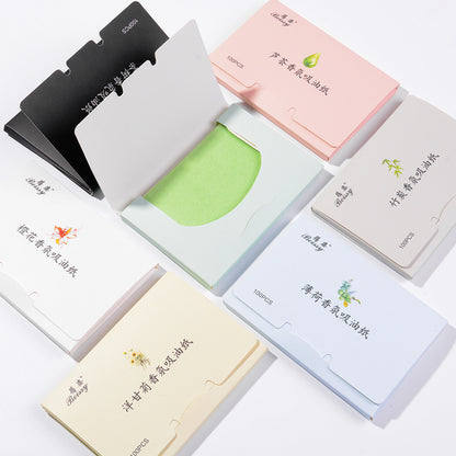 100 Pieces Facial Oil-absorbing Paper Convenient Extraction Fragrance Oil-absorbing Paper Facial Refreshing Oil-removing Makeup Tools