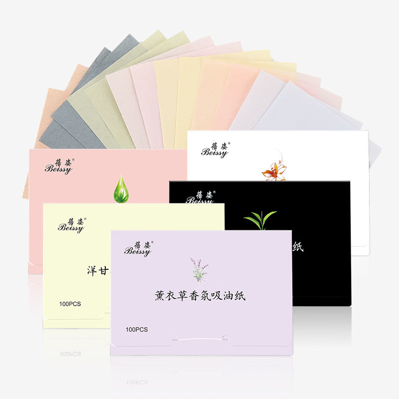 100 Pieces Facial Oil-absorbing Paper Convenient Extraction Fragrance Oil-absorbing Paper Facial Refreshing Oil-removing Makeup Tools